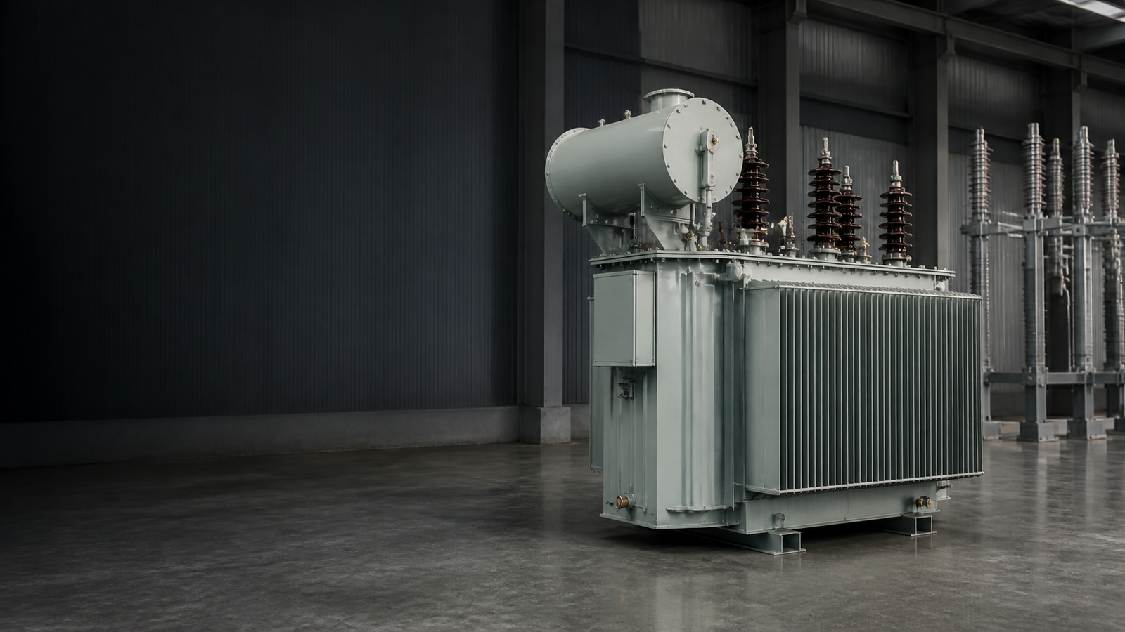 Industrial electrical transformer in a supplier warehouse
