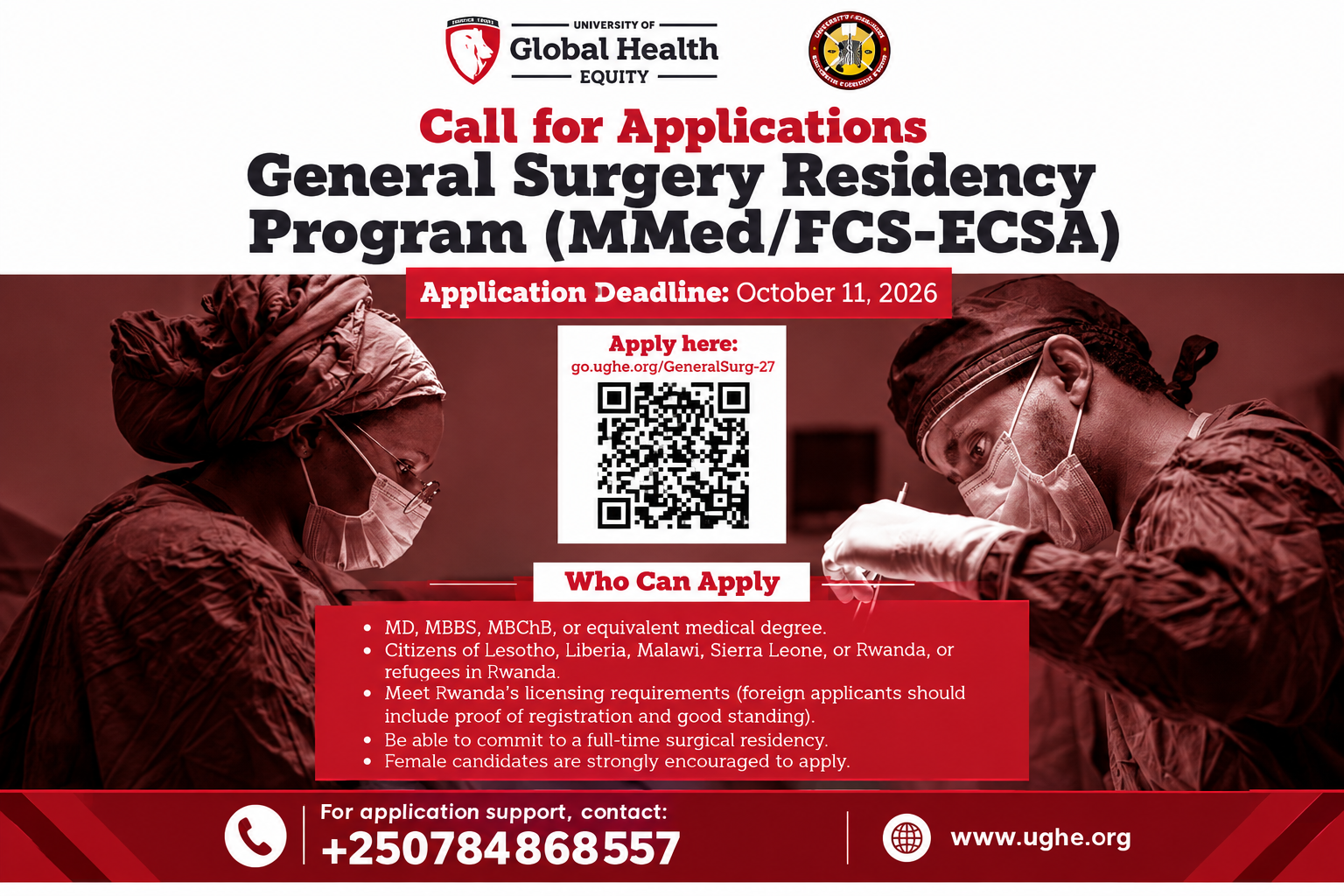 2027 General Surgery Residency Program (MMed/FCS-ECSA): Application for Admission
