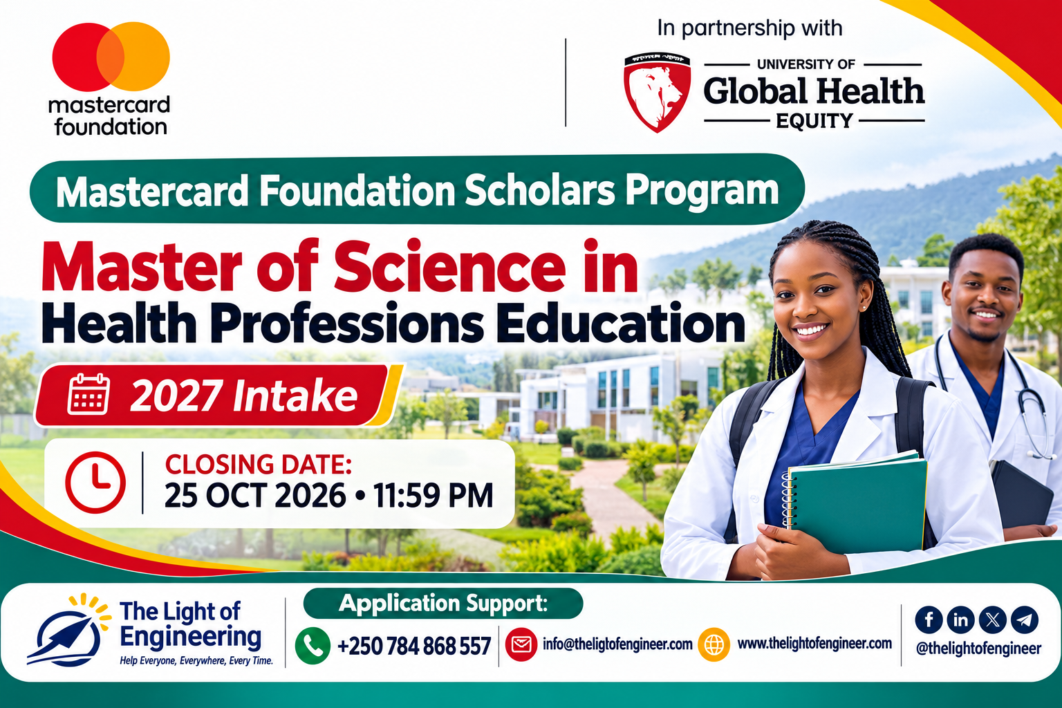 Mastercard Foundation Scholars Program 2027-2028 at UGHE: Fully Funded MSc in Health Professions Education