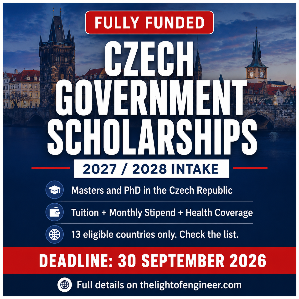 Czech Government Scholarships 2027/2028 Fully Funded