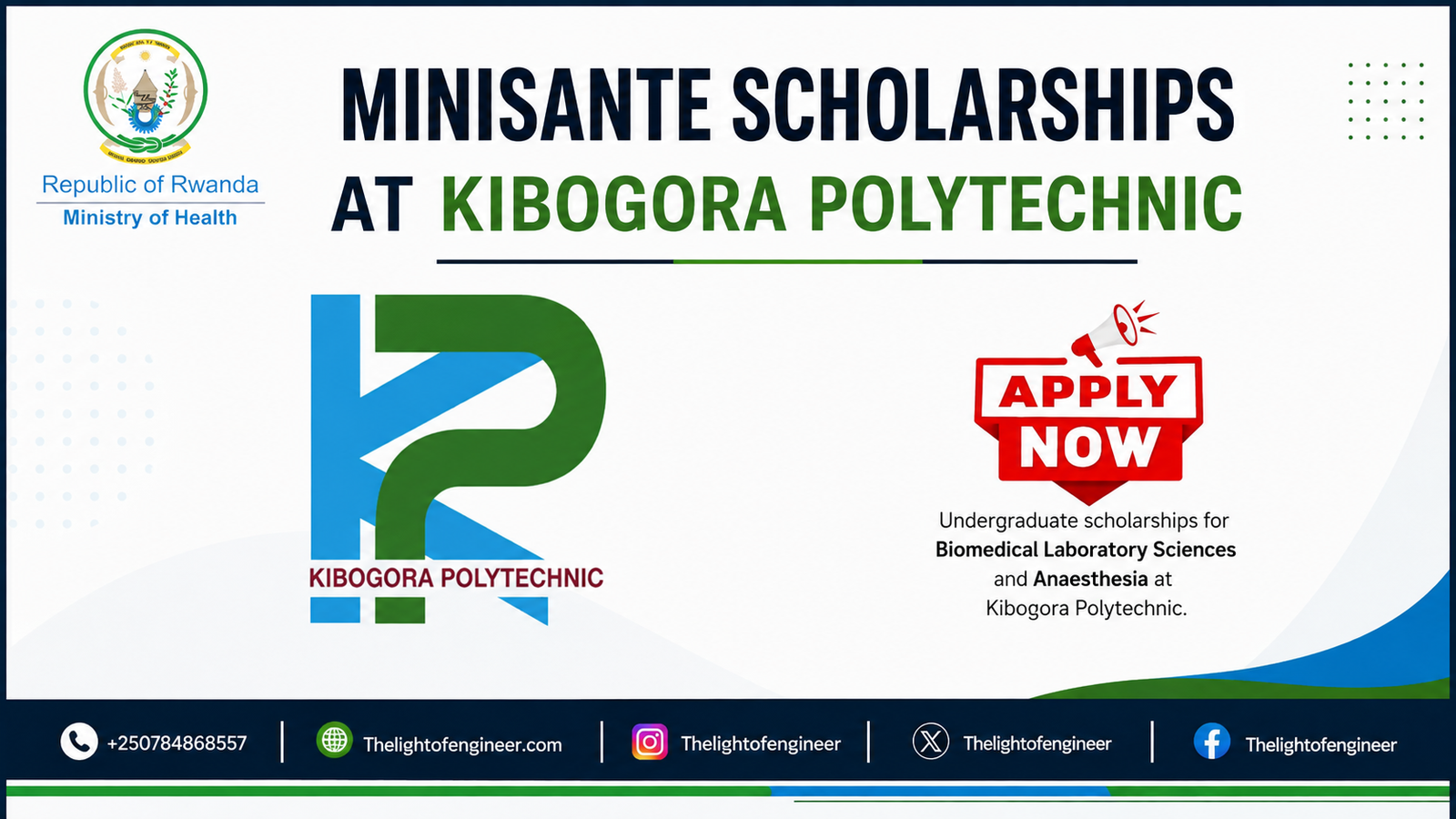 MINISANTE Scholarships at Kibogora Polytechnic 2026 Intake