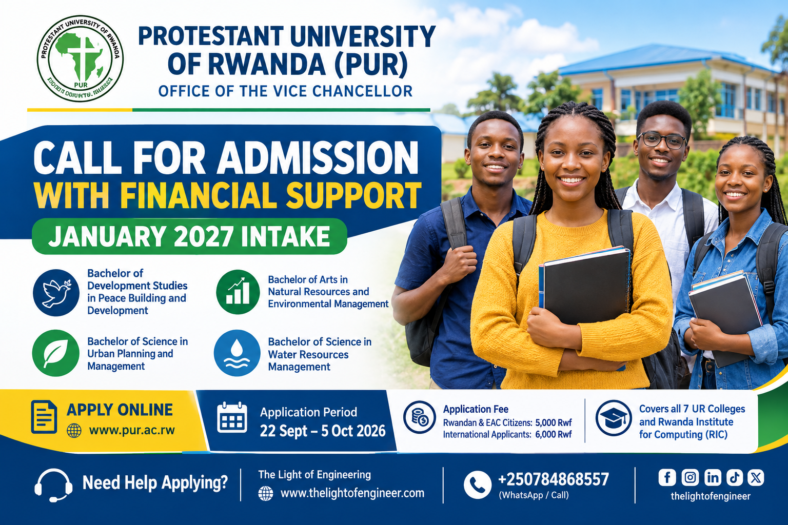 Protestant University of Rwanda PUR January 2027 Intake Funded Admission with Chancen ISA